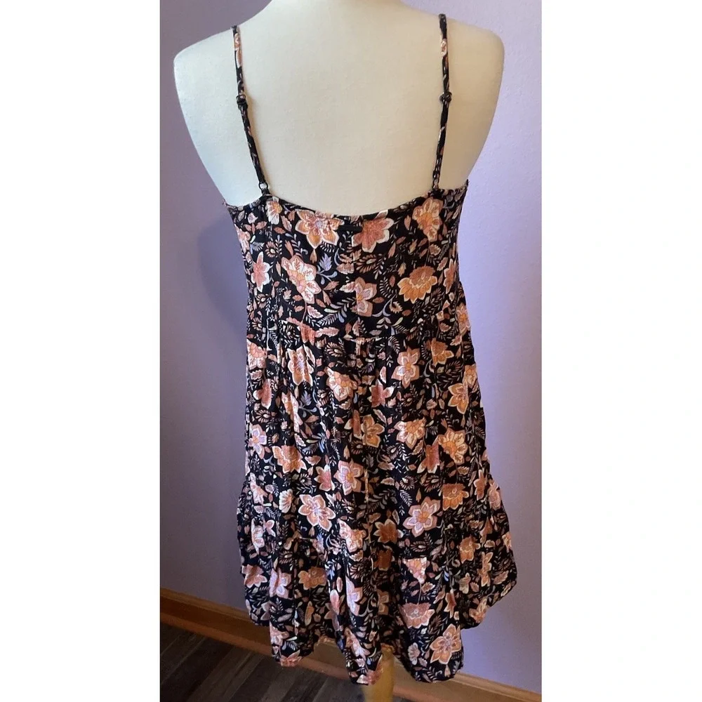 Billabong You Got It Black and Pink Floral Knee Length Dress Size‎ Small Y2K